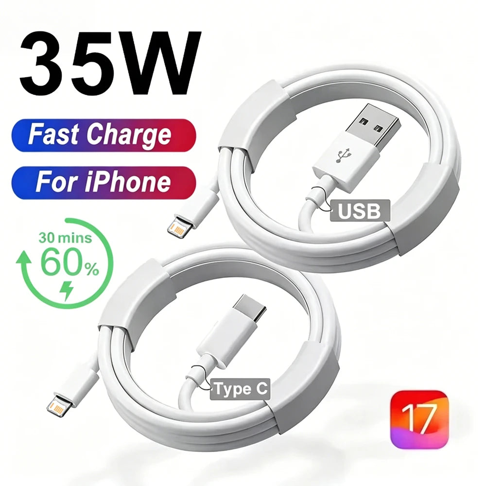 35W Fast Charging USB Cable For iPhone 6S 7 8 14 Plus X XR XS Max 11 12 13 Mini 14 Pro Max Rapid Charge Cord USB C PD Data Cable