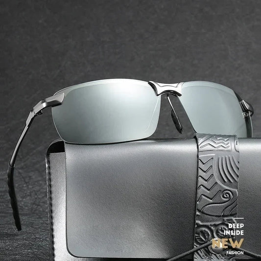 Men Photochromic Polarized Sunglasses Day Night Dual Use Color Changing Driving Fishing  Anti Glare UV Night Vision Glasses 1PC