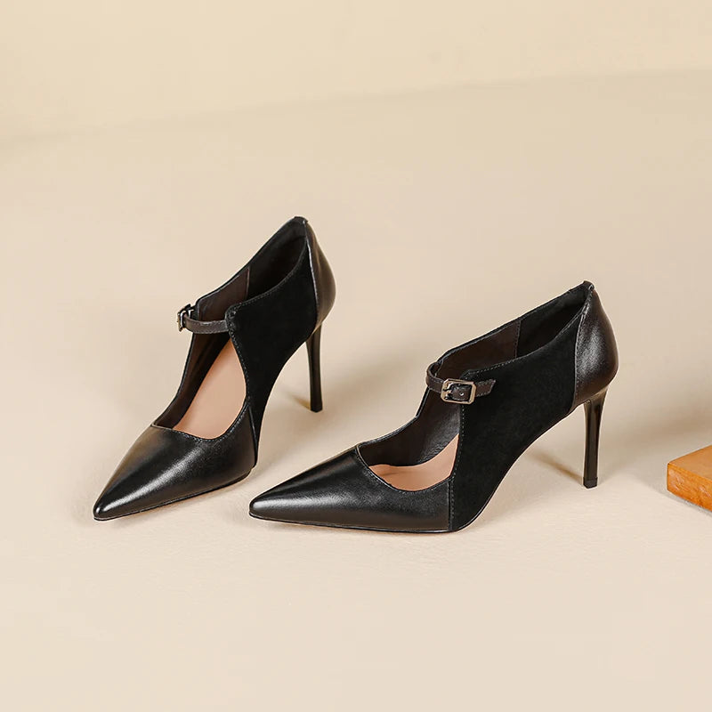 【JOCHEBED HU】Size 33-40 2023 New Soft Genuine Leather Women Heels Fashion Sexy Club Party Wedding High Heel Shoes
