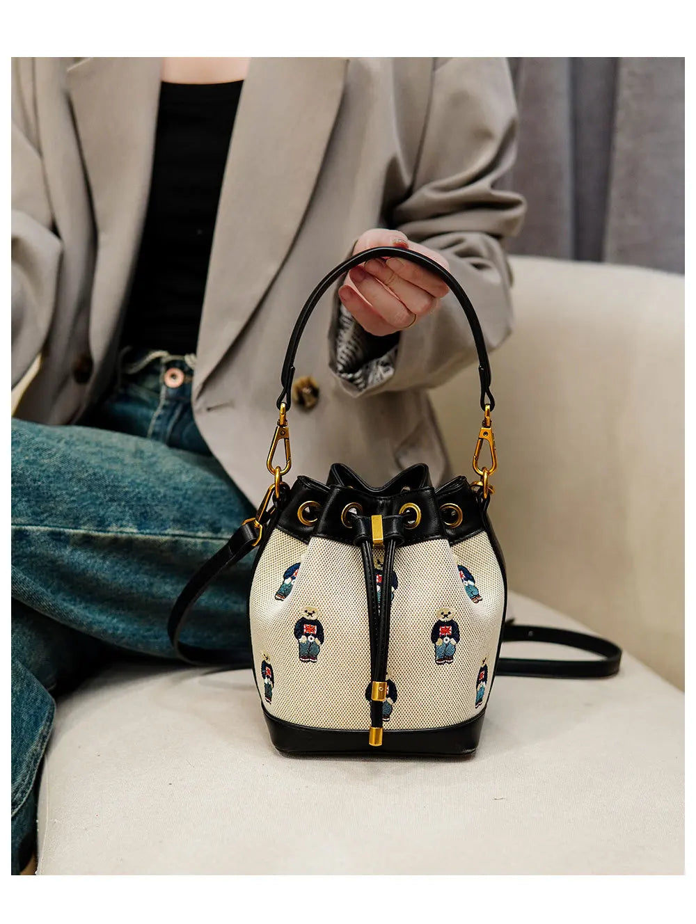 2026 Women's Large Capacity Crossbody Bag Fashion Spring Shoulder Bag Cartoon Bucket Bag Handheld Women's Bag Bags for Woman