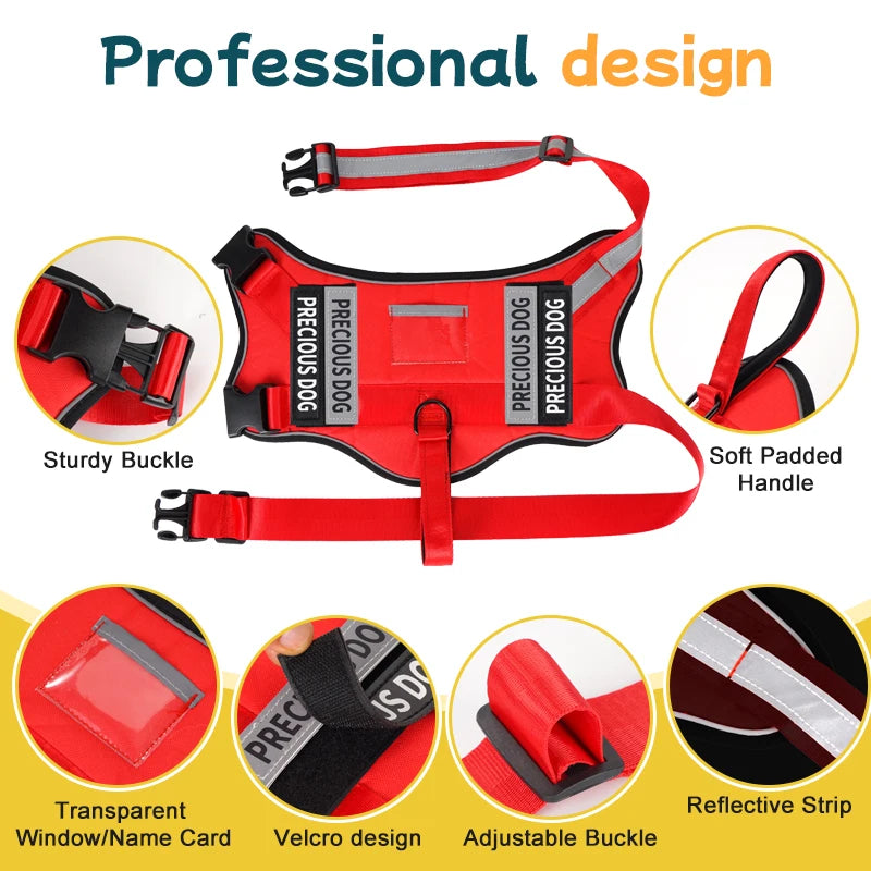 Dog Harness Reflective Breathable and Adjustable No-Pull Dog Vest Harness for Small Medium Large Dogs