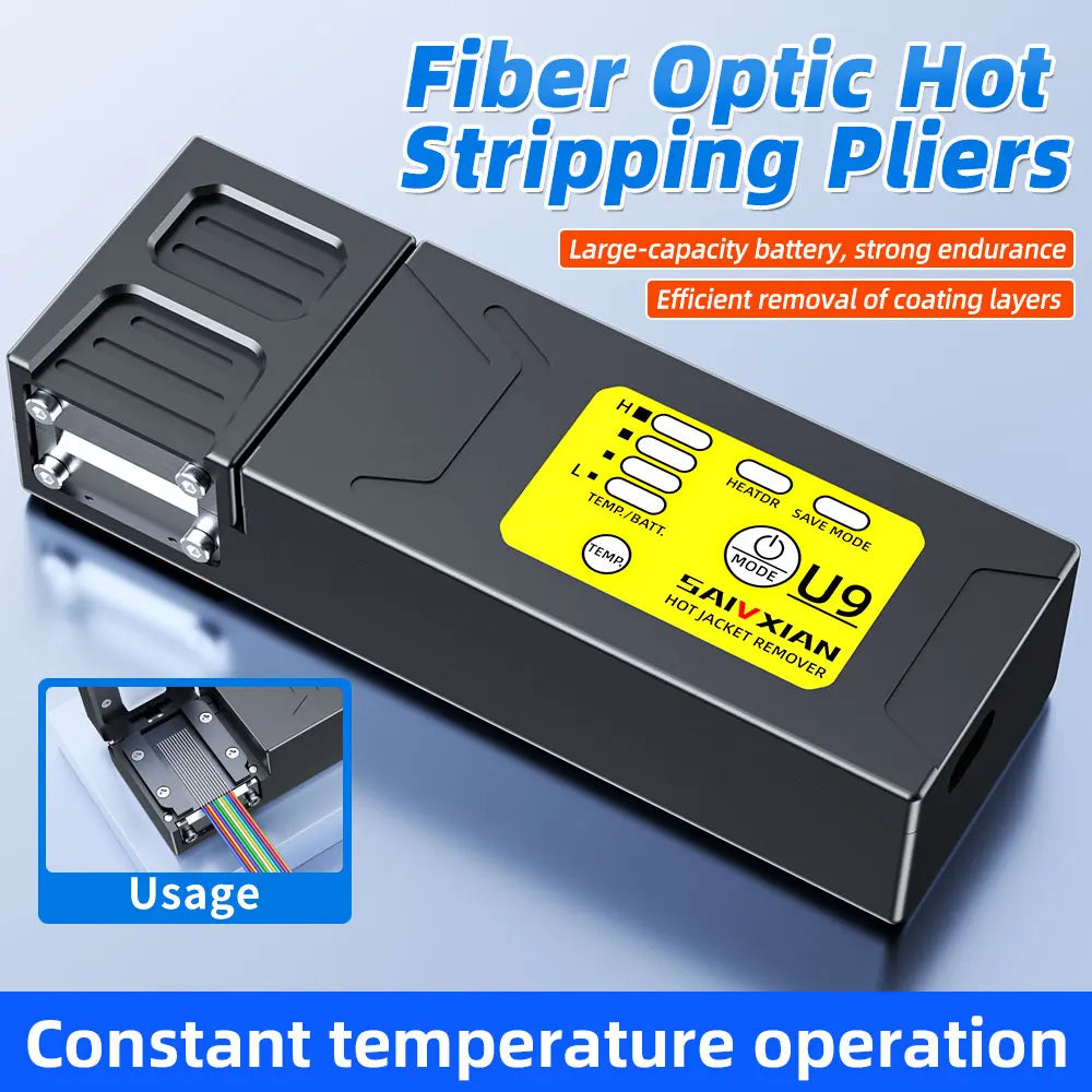 SAIVXIAN U9 Fiber Thermal Stripper Pliers Heated Optical Wire Stripping Slitter Ribbon Fiber Hot Stripper Cable Fusion Tool