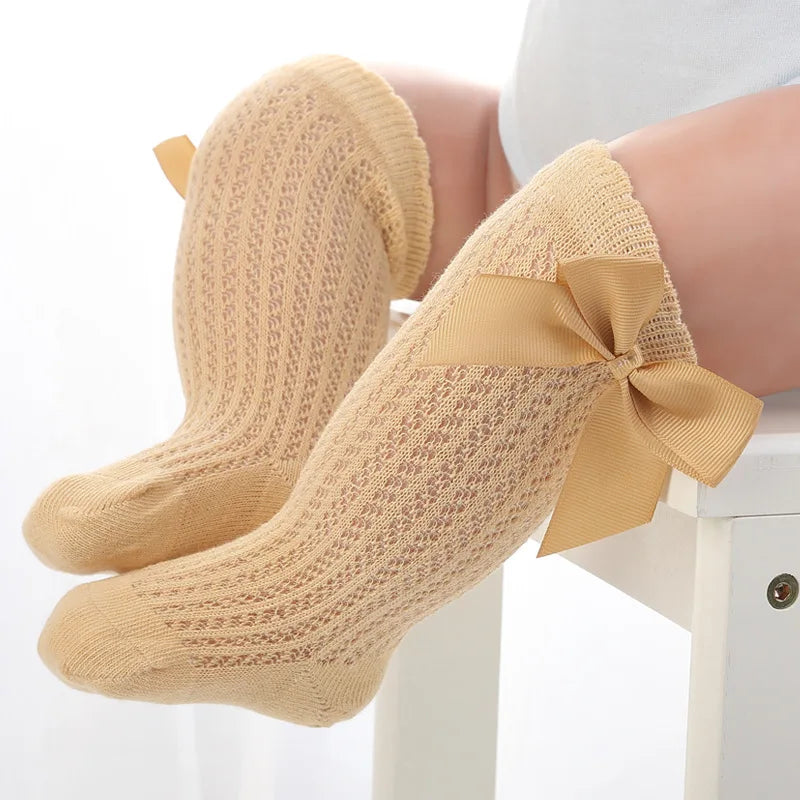 Summer Baby Socks Toddler Cute Big Bow Knee High Socks Mather Kids Children Boy Girls Newborn Floor Cotton Socks Baby Accessorie