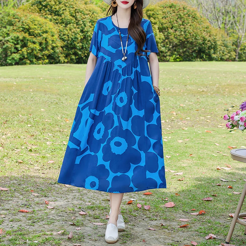 New Fashion Summer Dresses For Women 2025 Elegant Casual Short Sleeve Dress Soild Colour Women Clothing