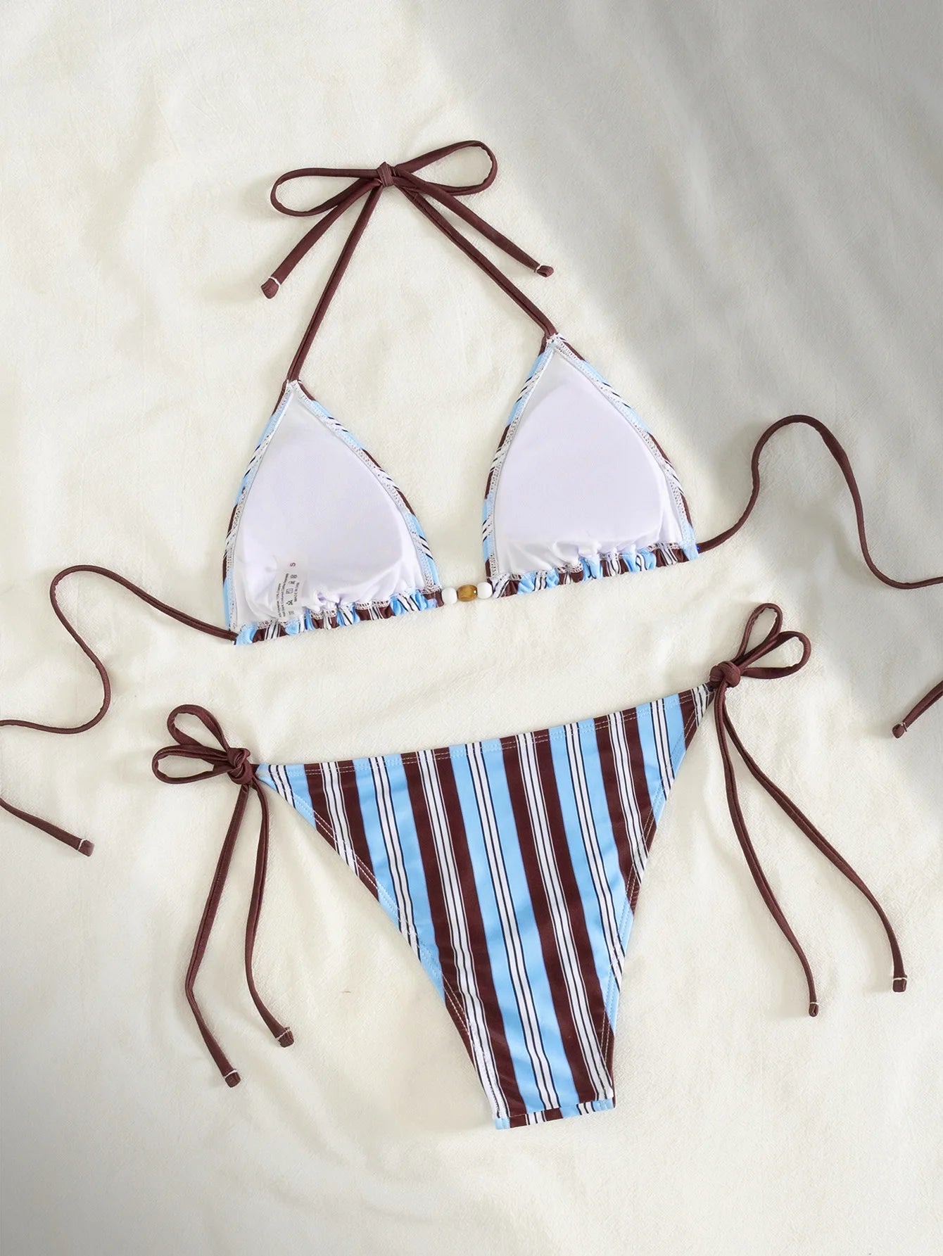 2026 New Texture Fabric Bead Accessories Adjustable Waist Wrinkle Bikini Split Swimsuit for Women Swimwear