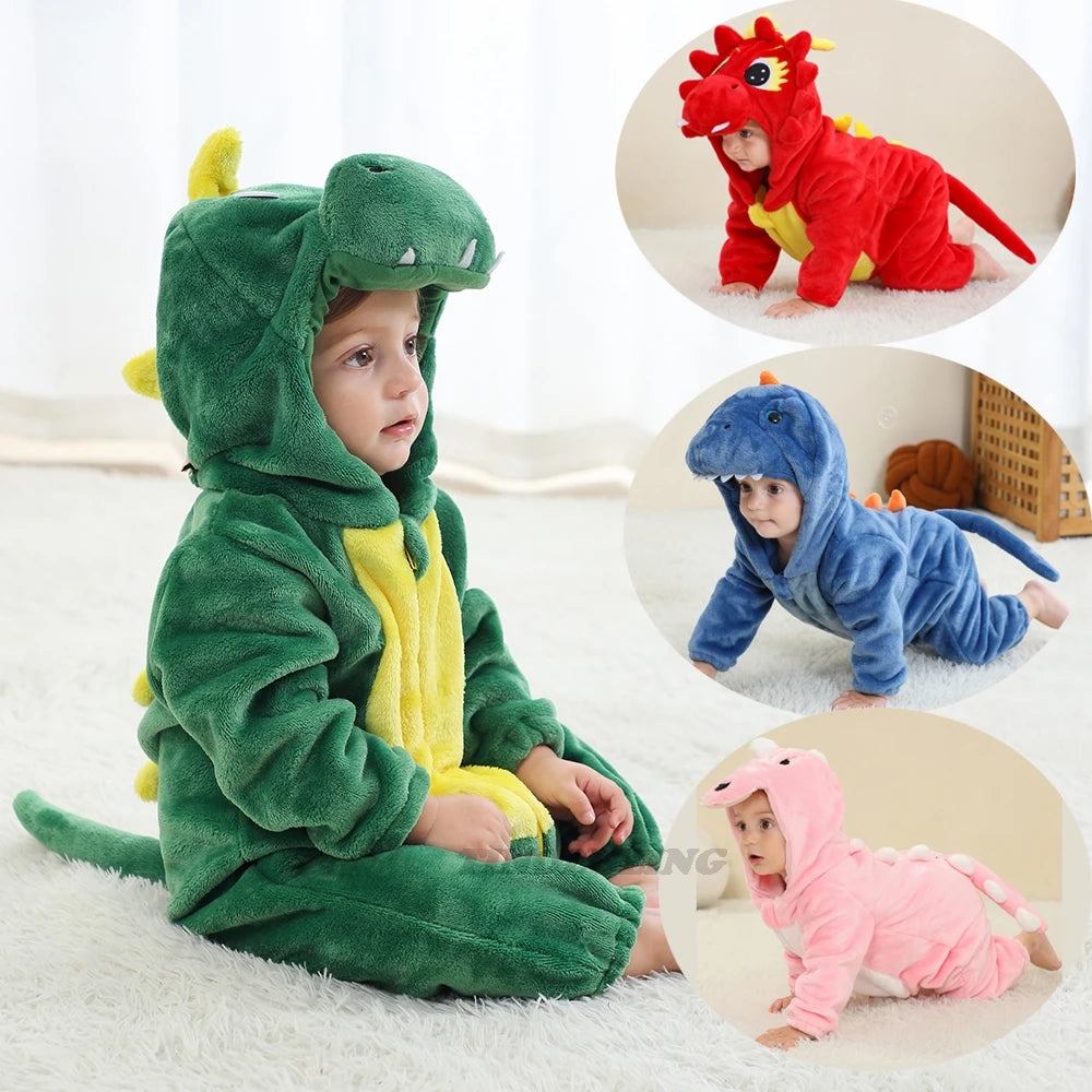 0 to 4 Years Baby Pajamas Winter Cartoon Sleeping Clothes Boys Dinosaur Pijamas Onesies Girls Clothes Toddler Night Bodysuits