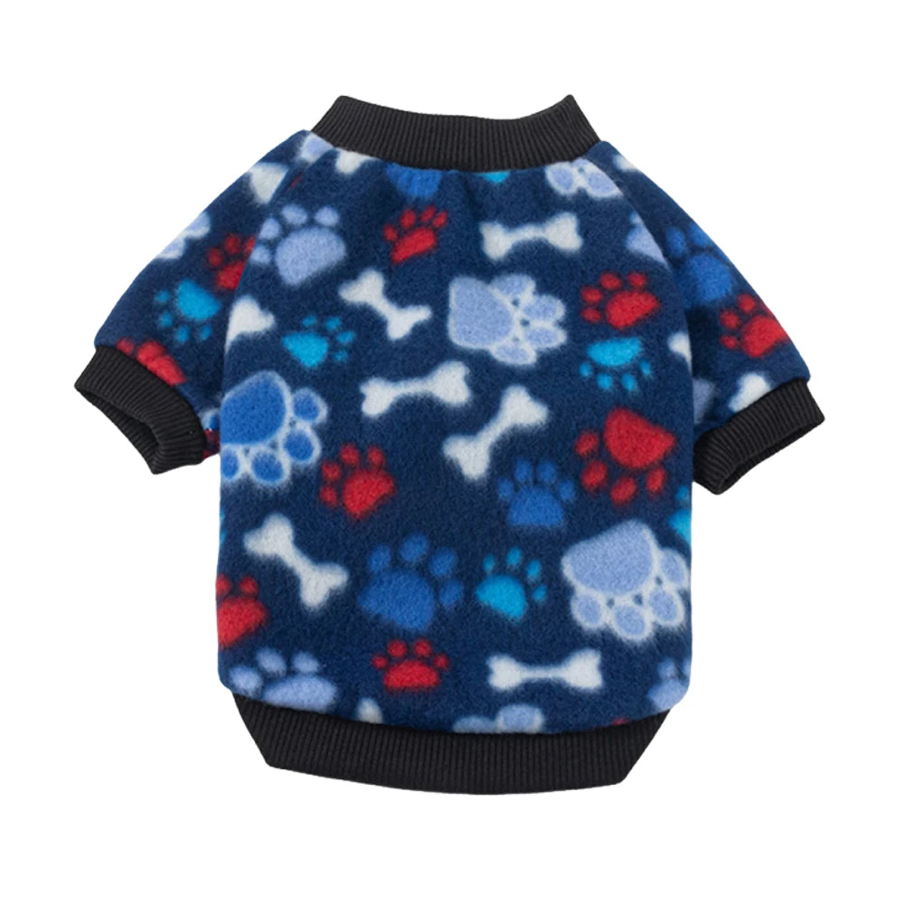 Warm Fleece Pet Pullover Sweater for Cats And Small Dogs Autumn Winter Cat Puppy Clothes Cute Printed Kitten Costume Outfits