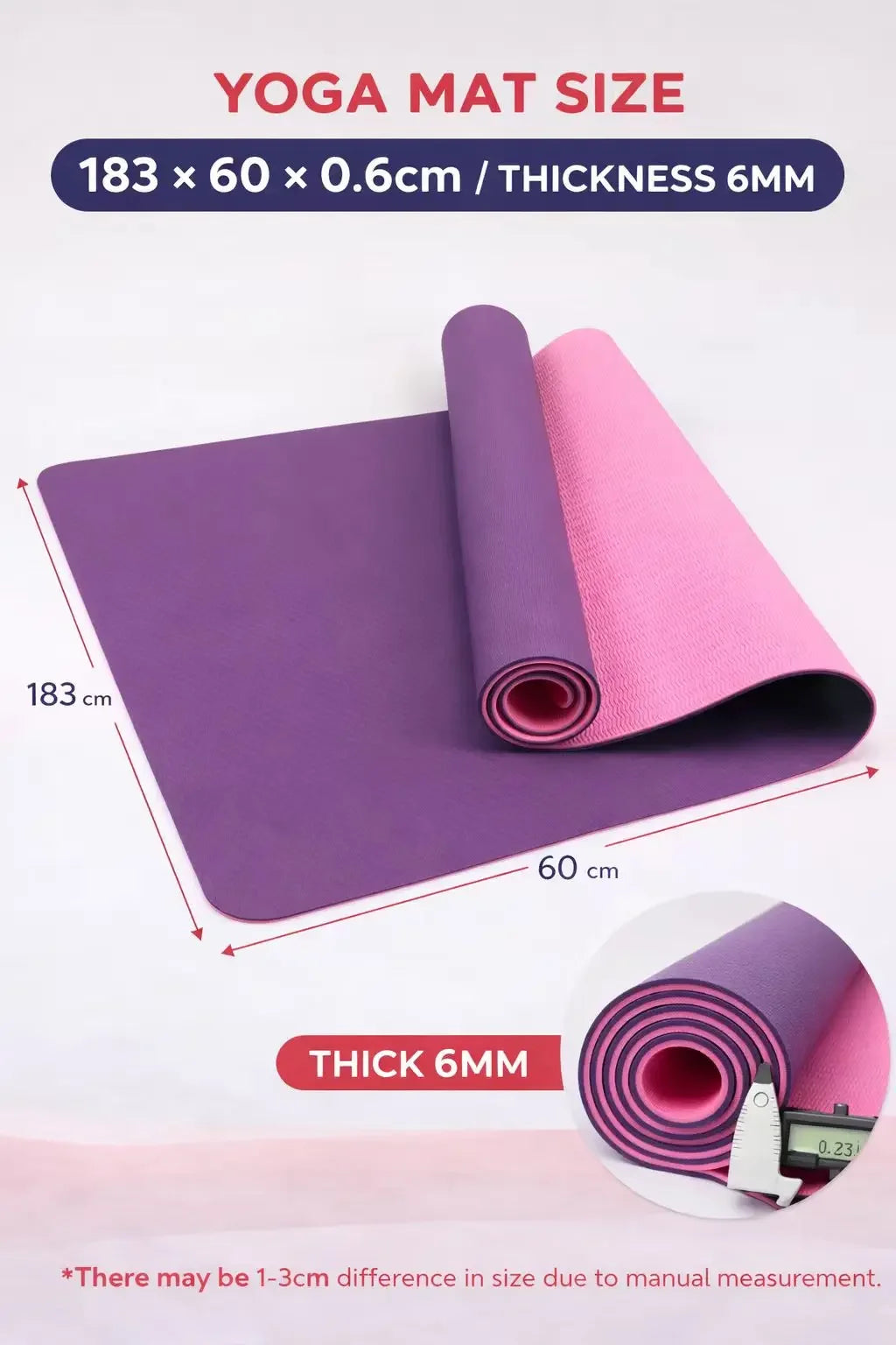 Fitness Yoga Mats Anti-slip Sport 6MM TPE Mat Blanket Exercise Yoga Pilate Gymnastics Mat Equipment Floor Work 6MM Thick TPE