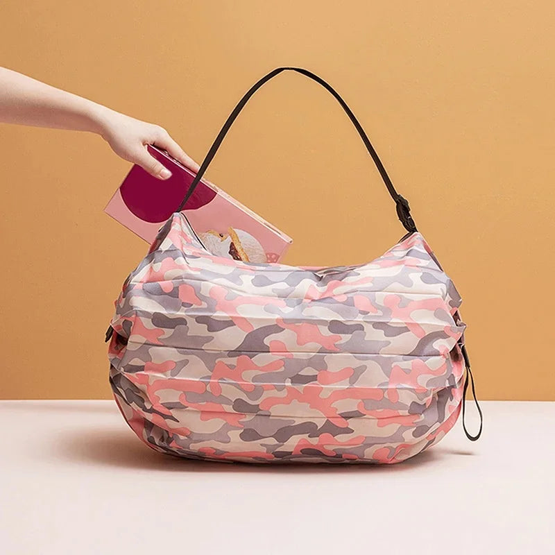 Portable Foldable Camouflage Grocery Tote Large Capacity Reusable Shopping Handbag With Handle Outdoor Travel Storage Bag