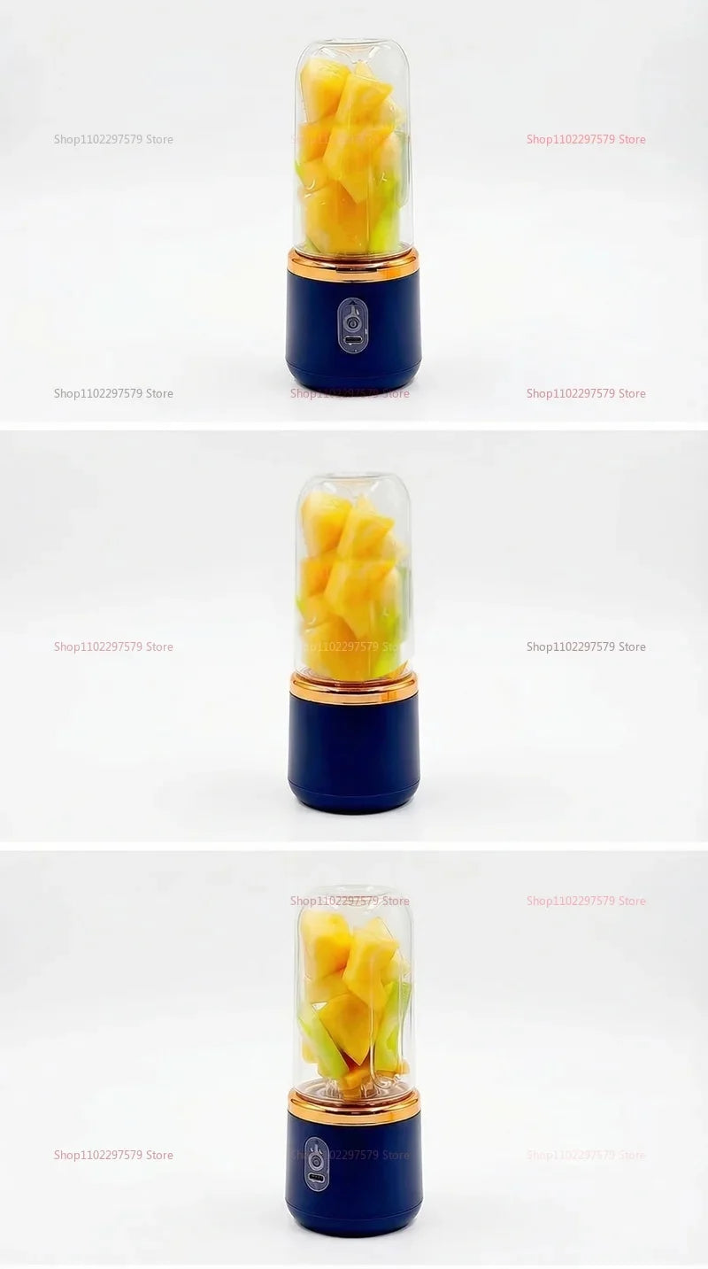 Portable Juicer Cup 6 Blade Blender Household Fruit Juicer Cup USB Rechargeable Double Cup Multifunction Food Portable Blender