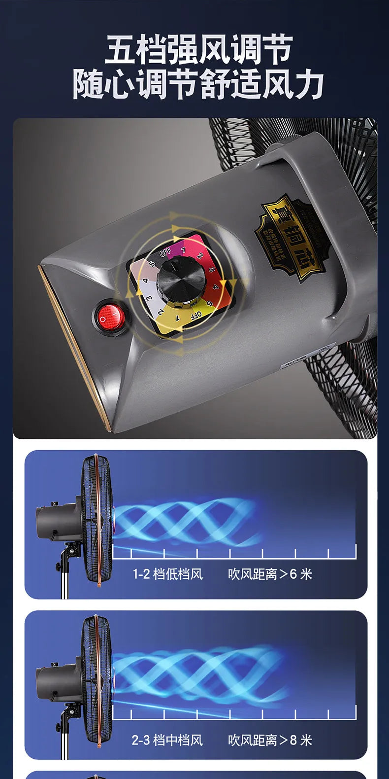 Commercial Floor-to-Ceiling Electric Fan Large Wind Industrial Moving Head Silent Remote Control fan
