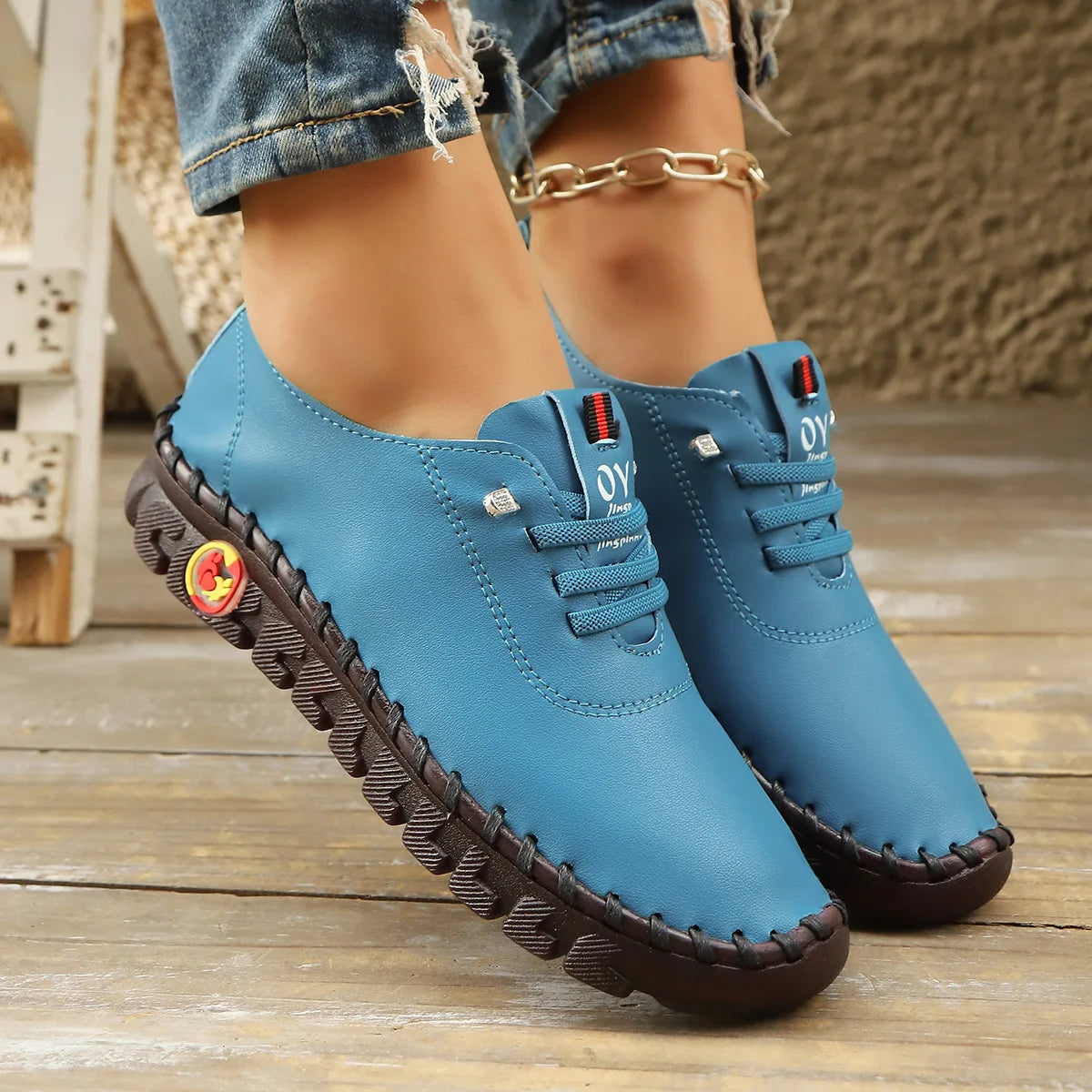 Casual Hand Sewn Women's Single Shoes Soft Bottom Cow Tendon Autumn New Style Comfortable Breathable Wear Resistant Mom Shoes