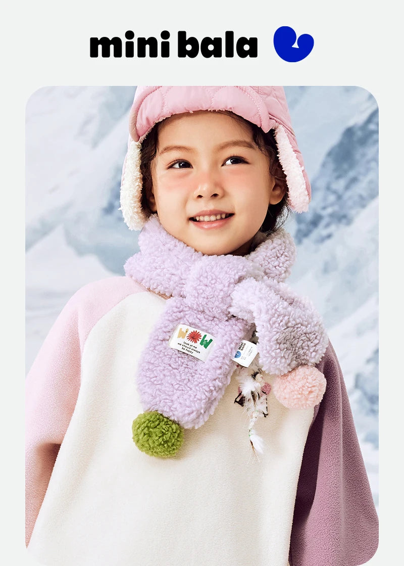 Mini Bala Skin-Friendly Scarf for Boys and Girls New in Winter Warm Cold-Protected Scarf for Babies for Outing Furry