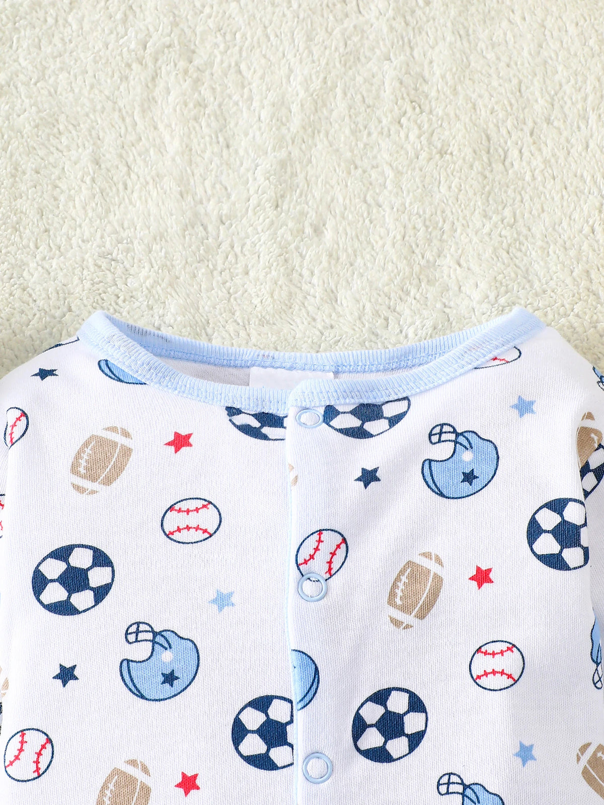 8-Piece Baby Romper Set | 100% Cotton | Soft & Breathable | Blue Cartoon Rugby Design | For 0-9 Months Infants