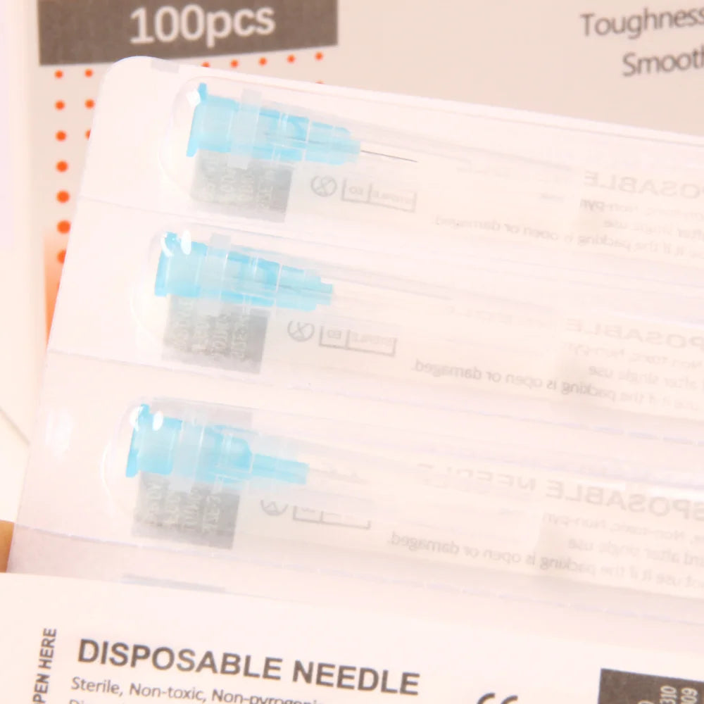 100PCS 34G 4/6/8/13/1.5/2.5MM Painless Small Superfine Beauty Needle Disposable Plastic Syringes Korean Needles Eyelid Tools