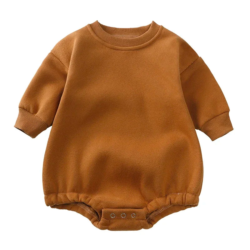 Baby Romper Infant Boy Girl Thick Clothes 6-24M Warm Long Sleeve Newborn Bodysuit Solid Cotton Jumpsuit Soft Winter Clothing