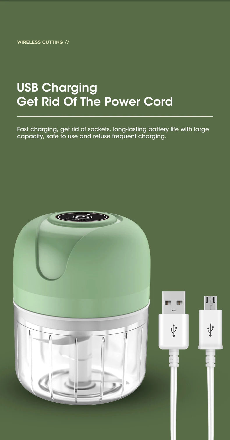 Electric Mini Garlic Masher Portable Multi Function Vegetable Meat Grinder Chopper USB Charging