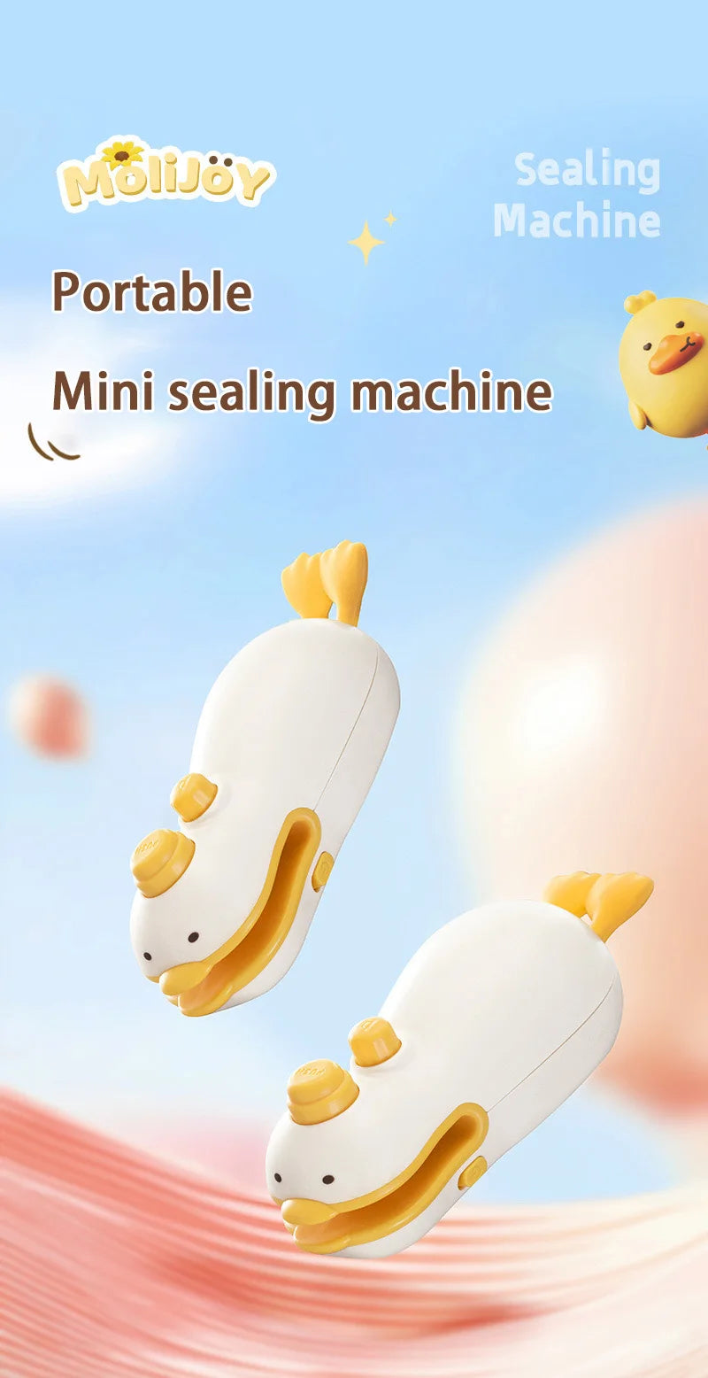 New Cute Duck Handheld Vacuum Sealer Magnetic Bag Sealer Rechargeable Portable Easy Use For Freshness 2 in 1 Mini Rechargeable