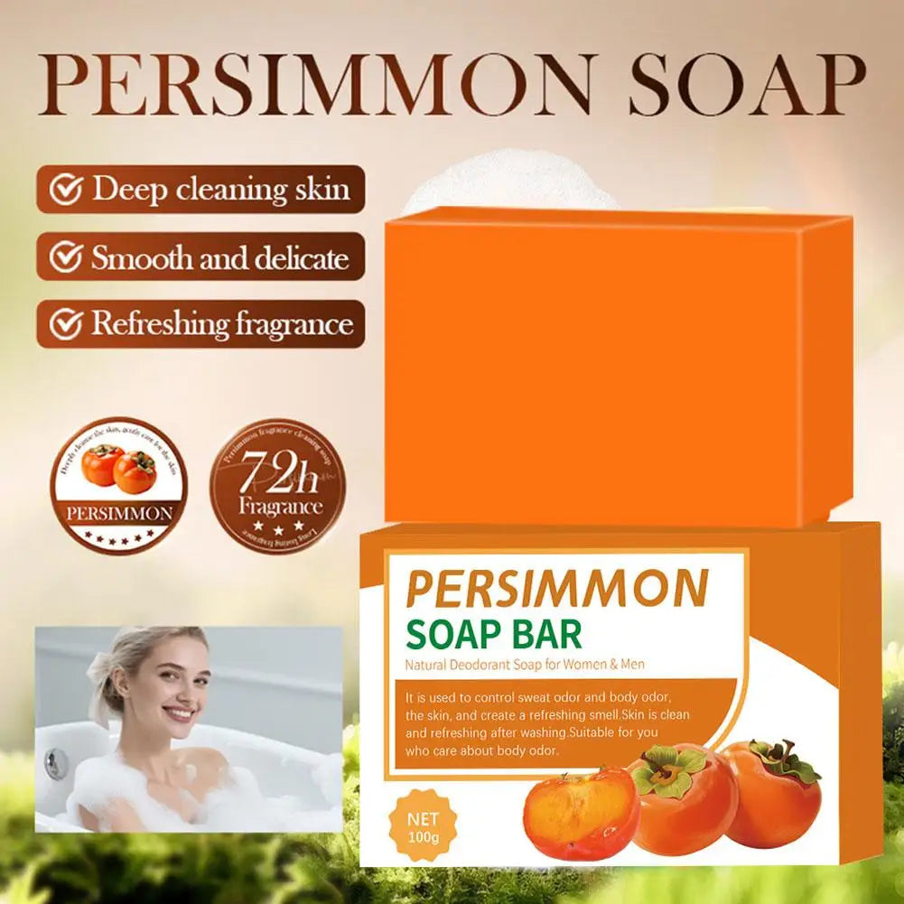 Handmade Persimmon Soap 100g  Essential Oil Deep Cleaning Body Soap Fragrance for Hygienic Cleanliness