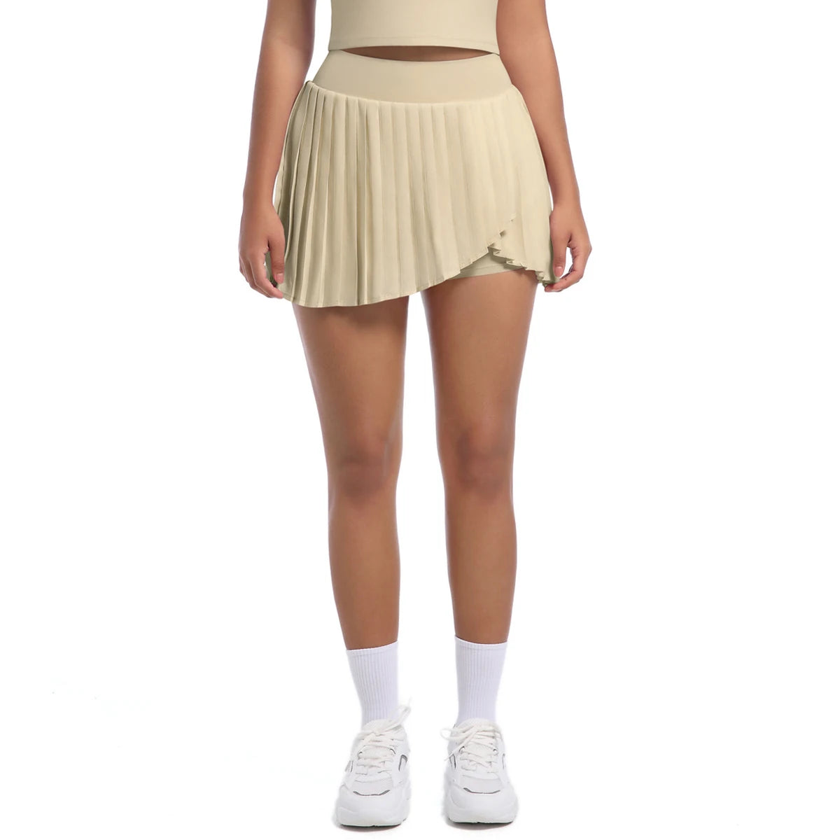 New Pleated Skirt With Pockets Summer Gym Sport Yoga Short Skirt Solid Color Tennis Skirt False Two-piece Sunscreen Tennis Skirt