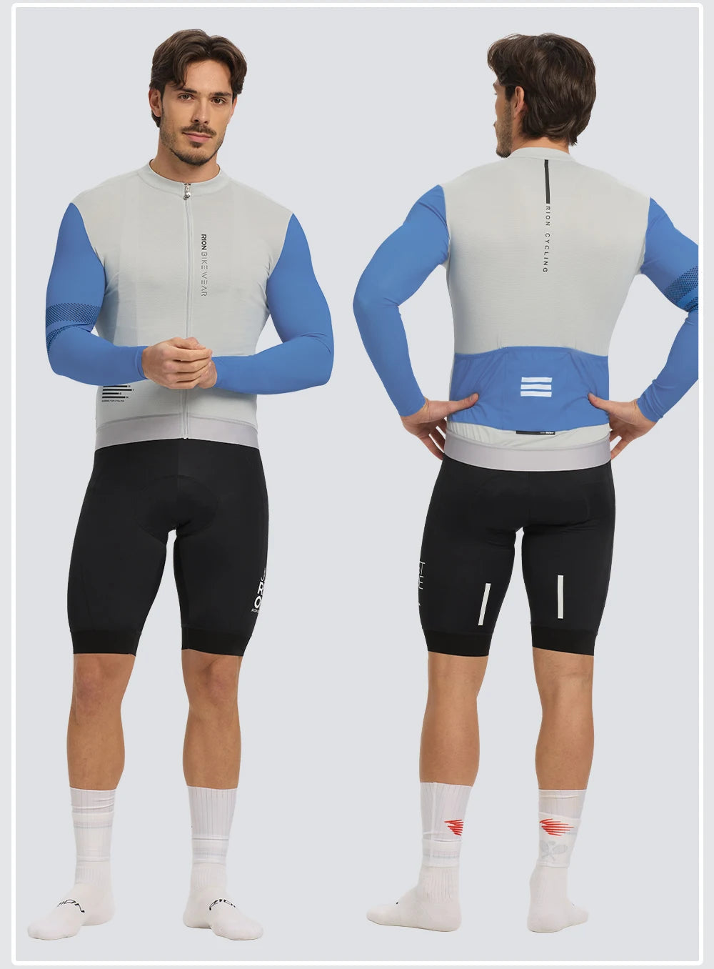 RION Men Cycling Jerseys Long Sleeves MTB Jersey Bike Shirts UPF 50+ Sun Protection Pro Team Uniform Mountain Bicycle Clothing