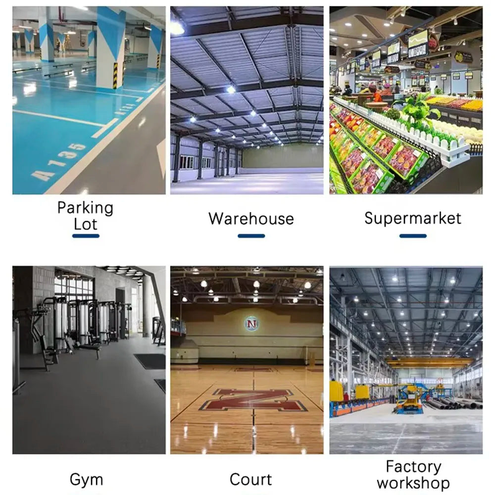 High Bay Lights 100/150/200W 220V Super Bright UFO LED Waterproof Commercial Market Warehouse Garage Industrial Lighting
