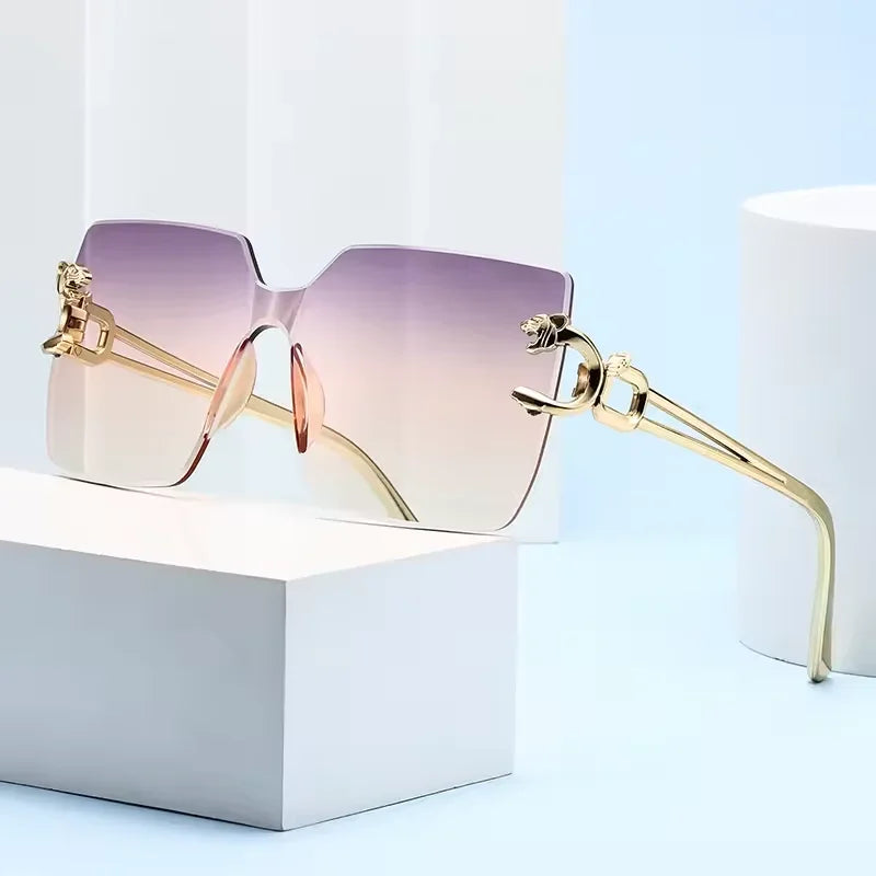 Retro Square Sunglasses Women Men Rimless Trend Luxury Shades Travel Glasses Lady Man UV400