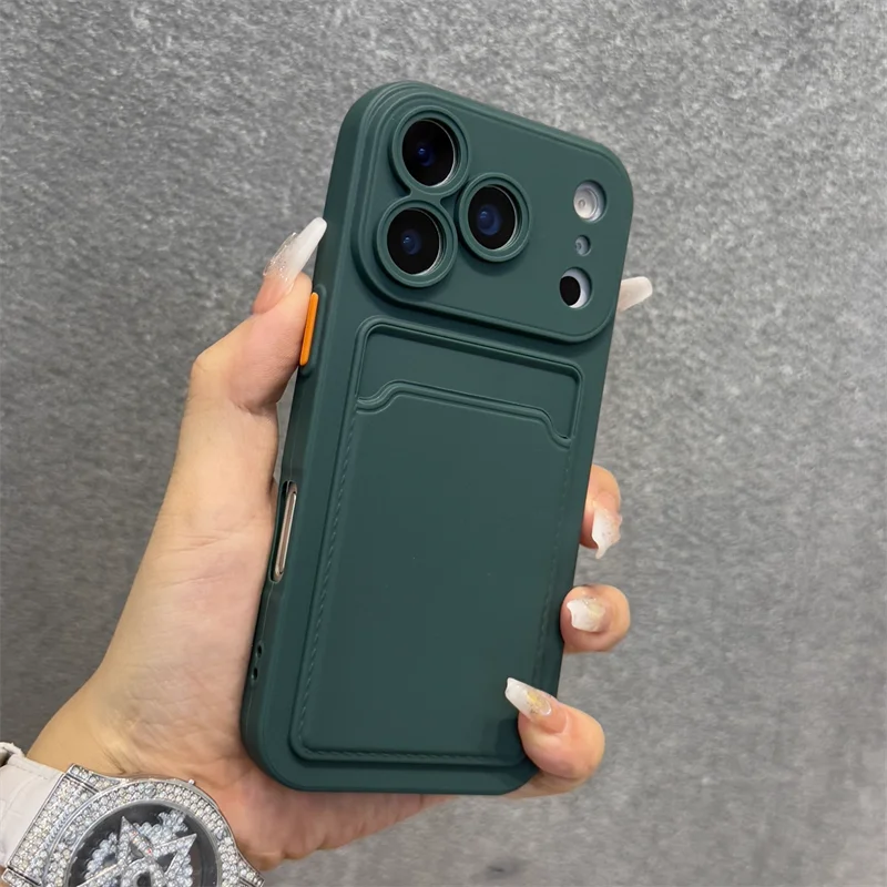 Luxury Soft Silicone Wallet Case For iPhone 17 16 15 14 Plus 13 12  Pro Max XR XS Shockproof Card Holder Slot Cover