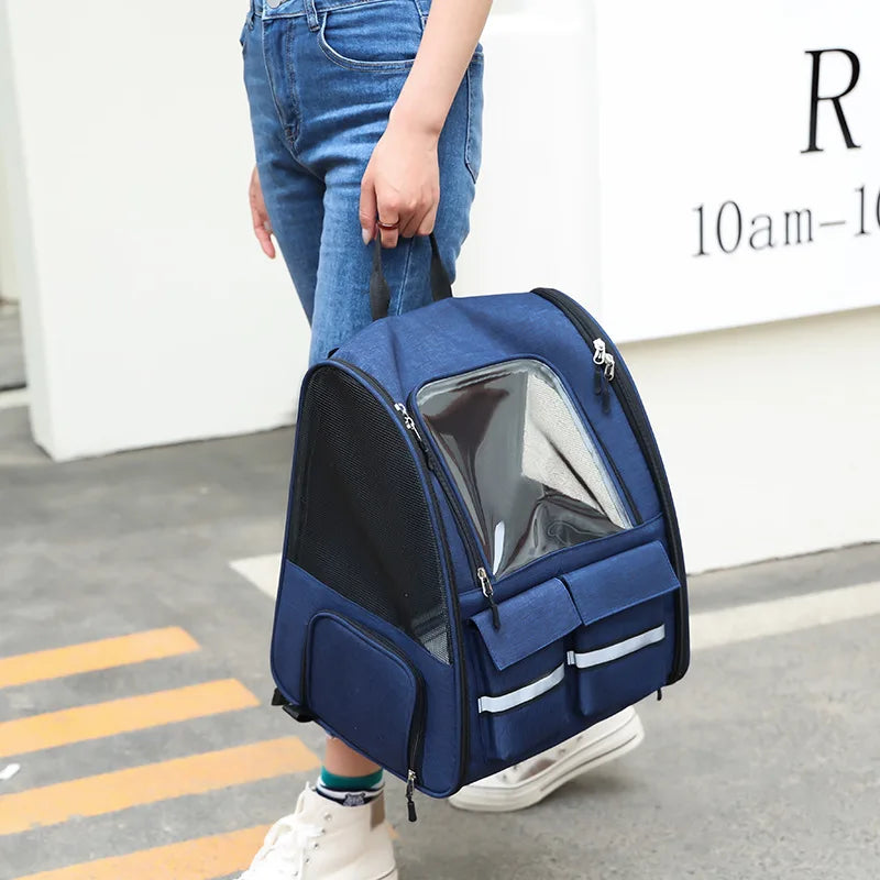 New Oxford Trolley Case Cat Carrier Backpack Travel Pet Bag with Reflective Stripe Outdoor Small Animals Rabbit Kitten Dog Bag