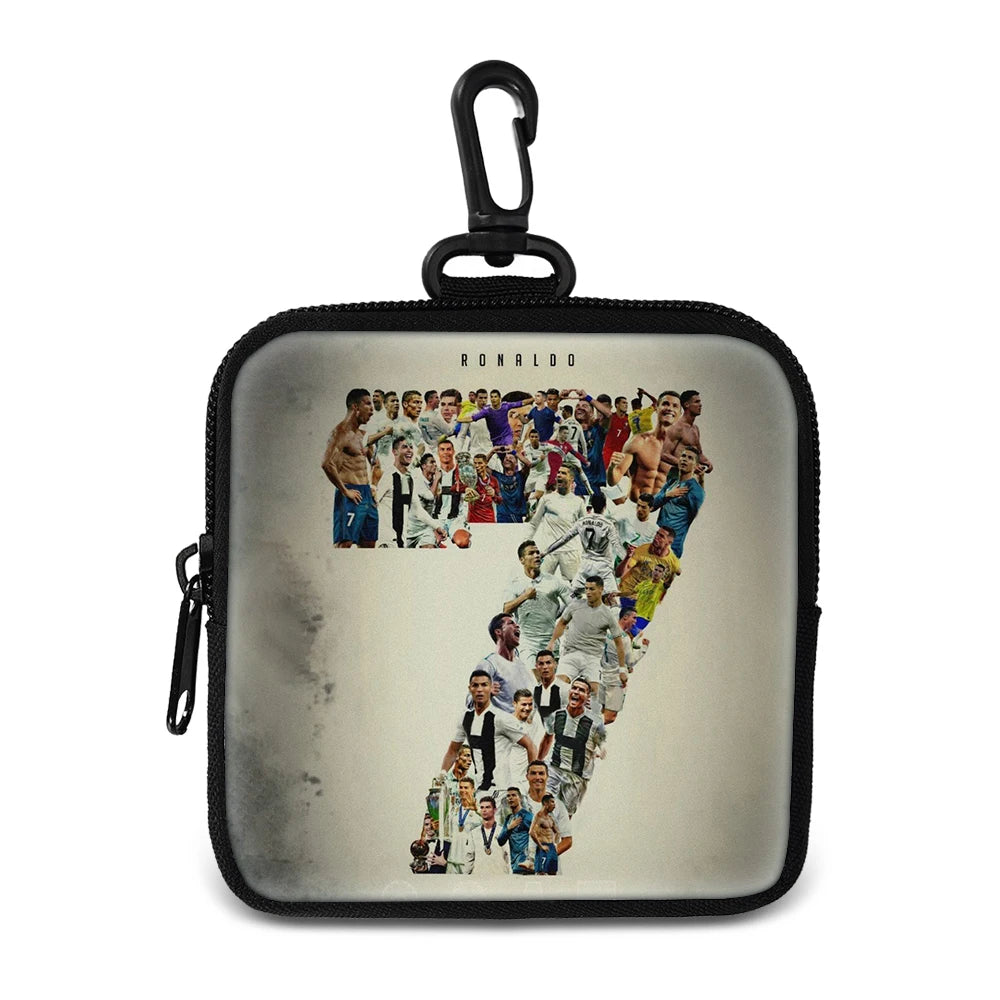 Ronaldo Money Coin Purse with Key Ring Pocket Purse mini headphone bag Football Star storage bag Credit Card Holoder Man Women