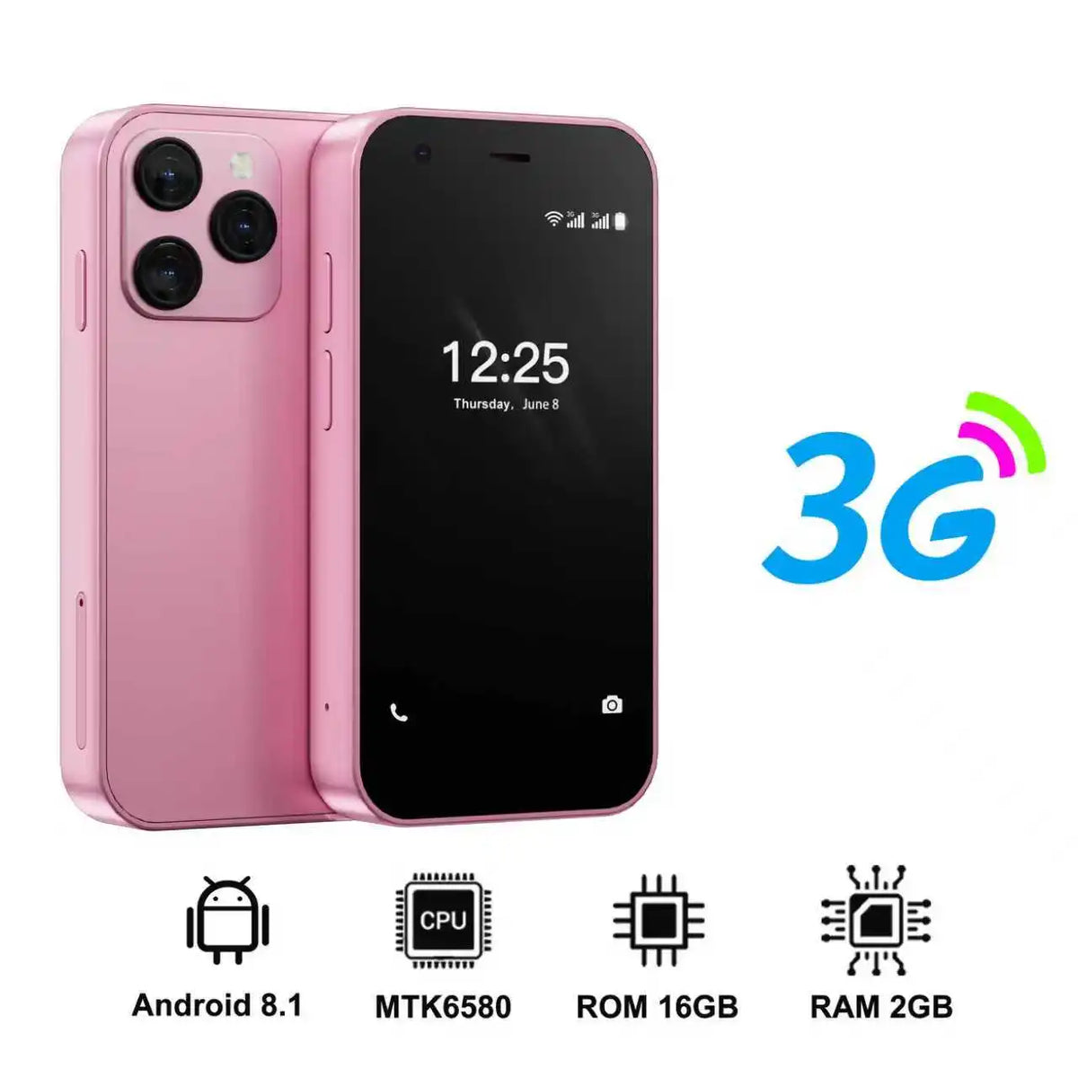 SERVO 15SE Ultra Mini Palm Smartphone 3G WCDMA Android Dual SIM WiFi Hotspot GPS Play Store 16GB ROM 3.0" Pocket Mobile Phone