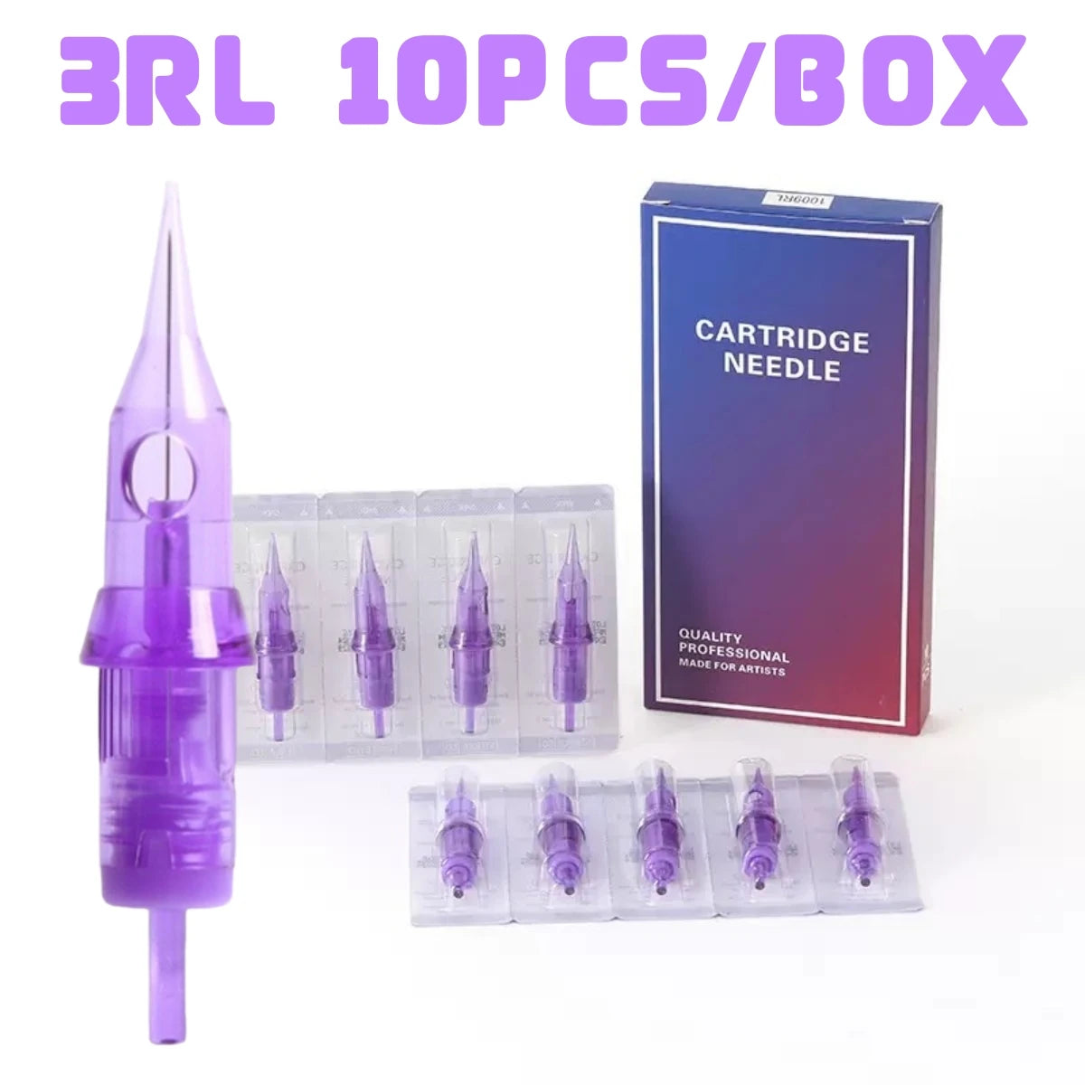 10Pcs 1/3RL PMU Tattoo Cartridge Needle Round Liner Disposable Sterilized Safety Needle 0.18/0.25mm For Permanent Makeup Eyebrow