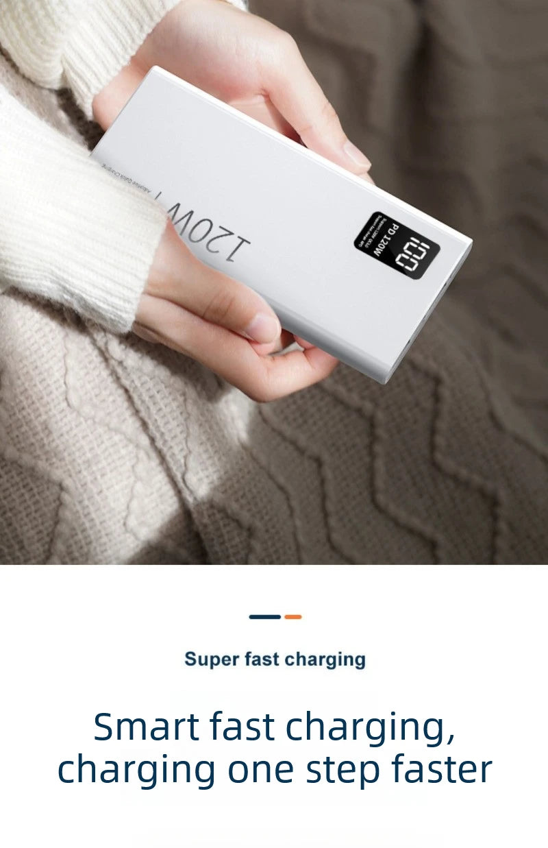 30000mAh PD18W 120W Power Bank Super Fast Charging Large Capacity Portable Battery Charger Digital Display For iPhone Xiaomi