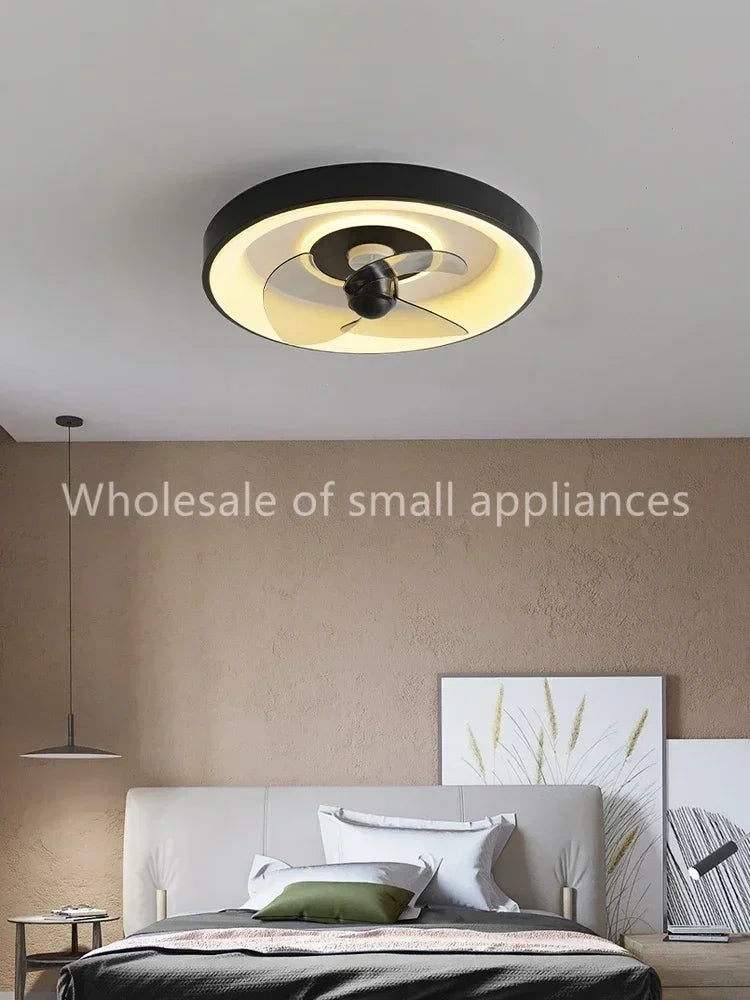 Bedroom fan lamp minimalist round modern minimalist dining room fan integrated master bedroom ceiling lamp electric fan 220V