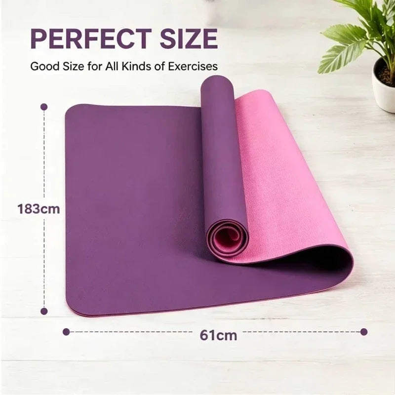 Fitness Yoga Mats Anti-slip Sport 6MM TPE Mat Blanket Exercise Yoga Pilate Gymnastics Mat Equipment Floor Work 6MM Thick TPE