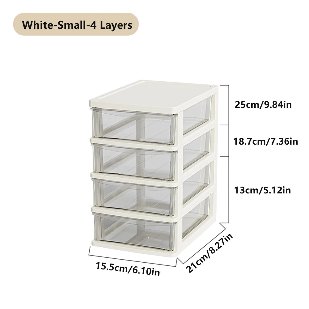 2-6 Layers small Desktop Storage Box with Drawer Heightened Table Organizer Plastic Office storage cabinet  for home Stationery