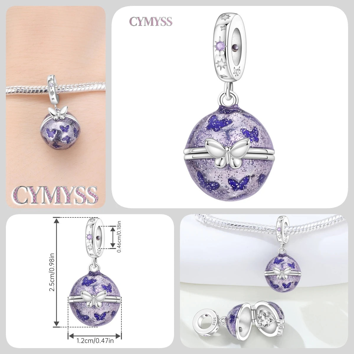 925 Sterling Silver Plated Bee Sunflower Butterfly Charm Pendant Fine Jewelry Women DIY Bracelet Necklace Birthday Party Gift