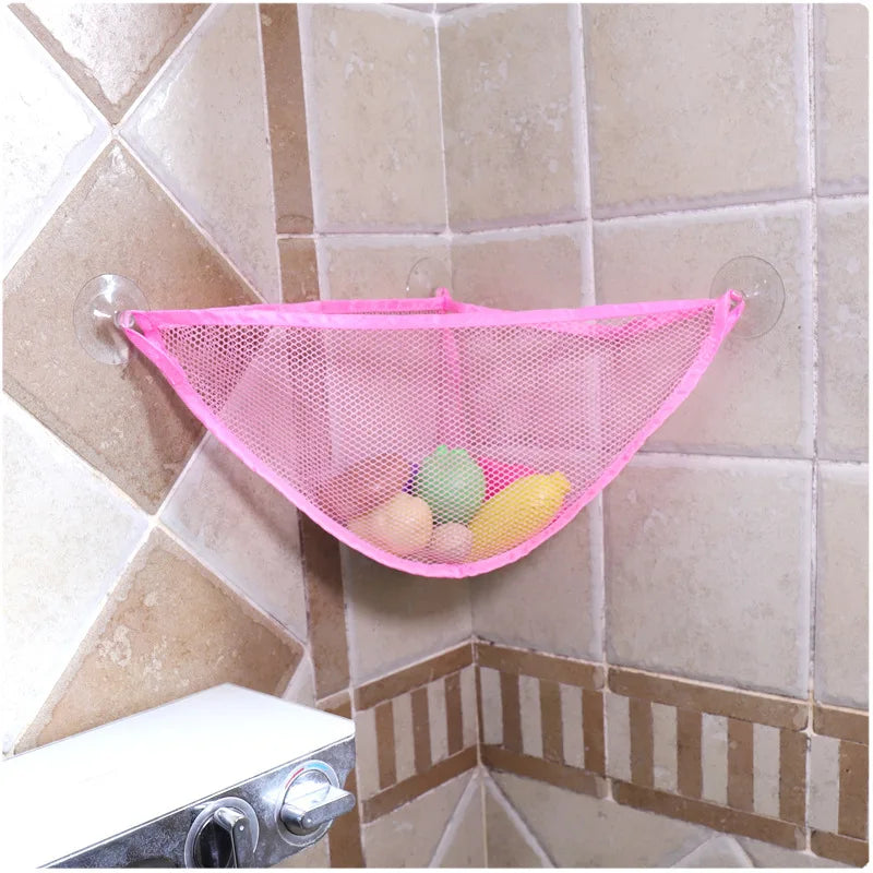 Baby Solid Colour Simple Bathroom Mesh Bag Child Bath Toy Storage Bag Net Suction Cup Baskets Wall Holder Organizer Water Toys
