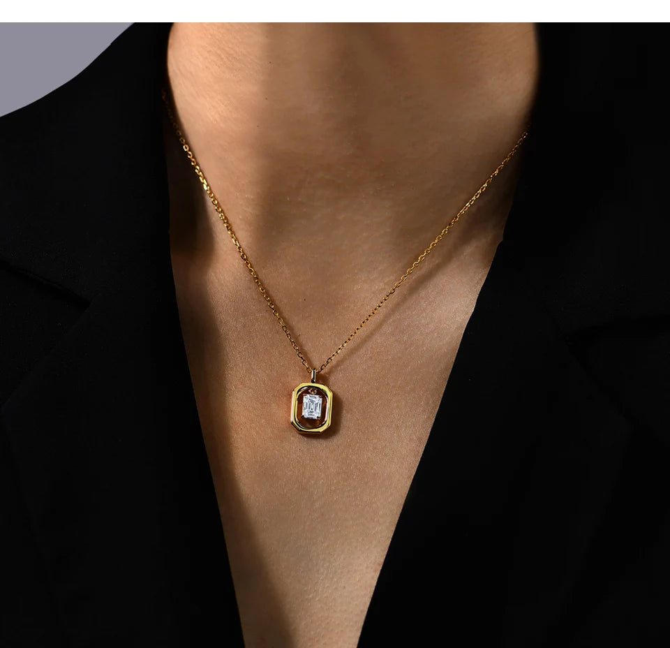 ATTAGEMS Top Quality Moissanite Diamond Necklace for Women Solid 10k 14k 18k Yellow Gold Penant Fine Jewelry Gifts Wholesale New