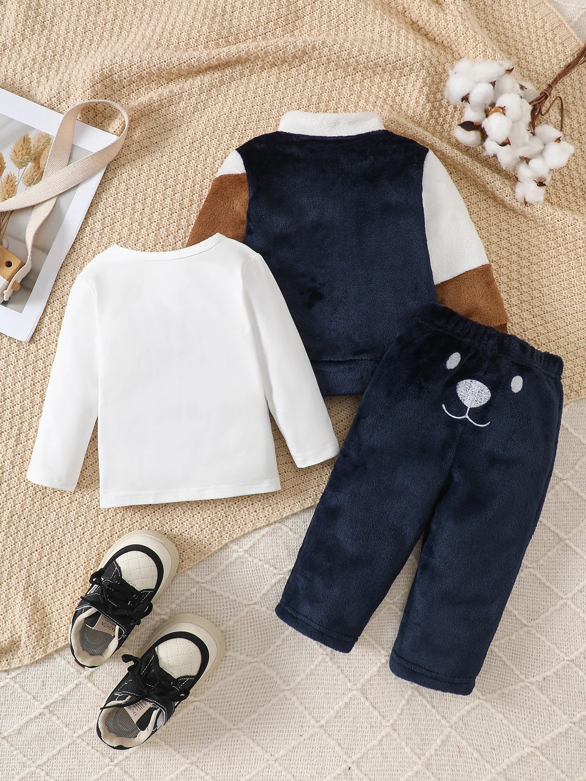 IURNXB 3pcs Baby Clothes Set for Boys Infant Snowsuits Fleece Jacket Pants+T-Shirt Outfits Casual Playwear Winter