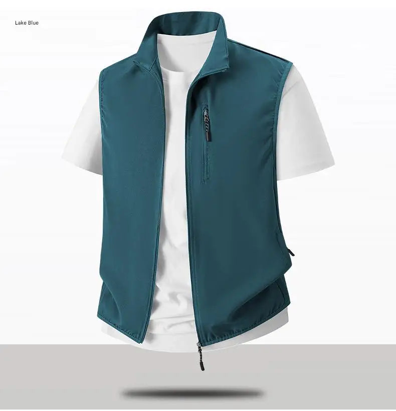 Summer Men Outdoor Cargo Vests Thin Breathable Waistcoats Fishing Sleeveless Jackets Male Sportswear Casual Elasticity Vests