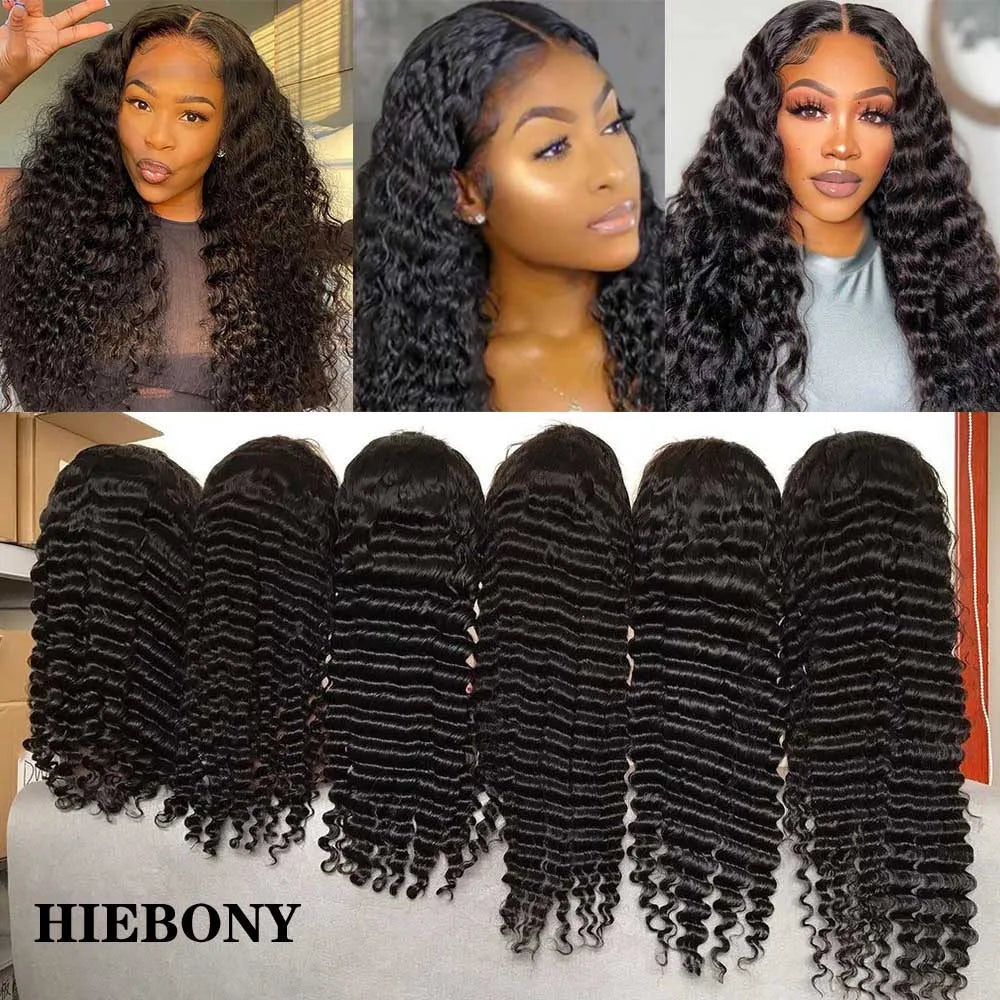 HiEbony Hair 13x6 HD Lace Front Wigs Deep Wave 250% Density Burmese Curly HD Lace Front Wigs Invisible Melt Skin HD Lace Wigs