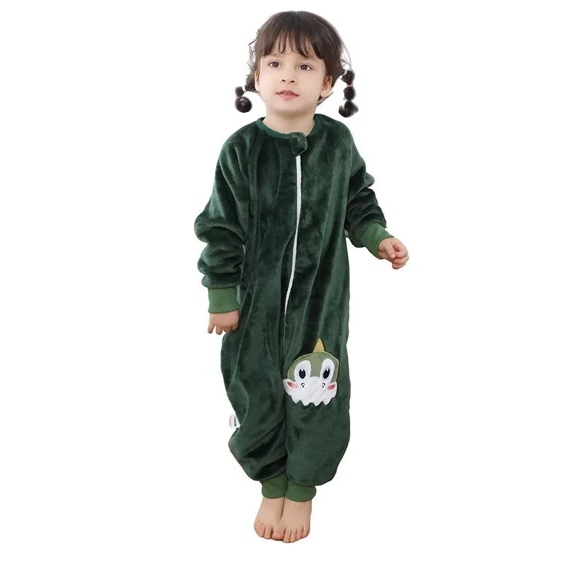 Kawaii Girls Pajamas Winter Purple Rabbit Onesie Hooded Plush Kigurumi Jumpsuit Blanket Sleeper Warm Overall Kids Nightwear Pjs