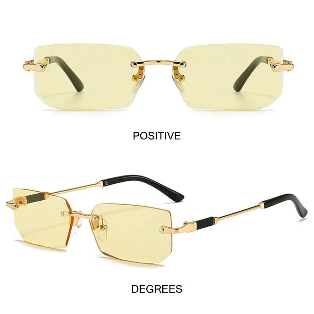 Rimless Sunglasses Rectangle Fashion Popular Women Men Shades Small Square Sun Glasses For Female male Summer Traveling Oculos