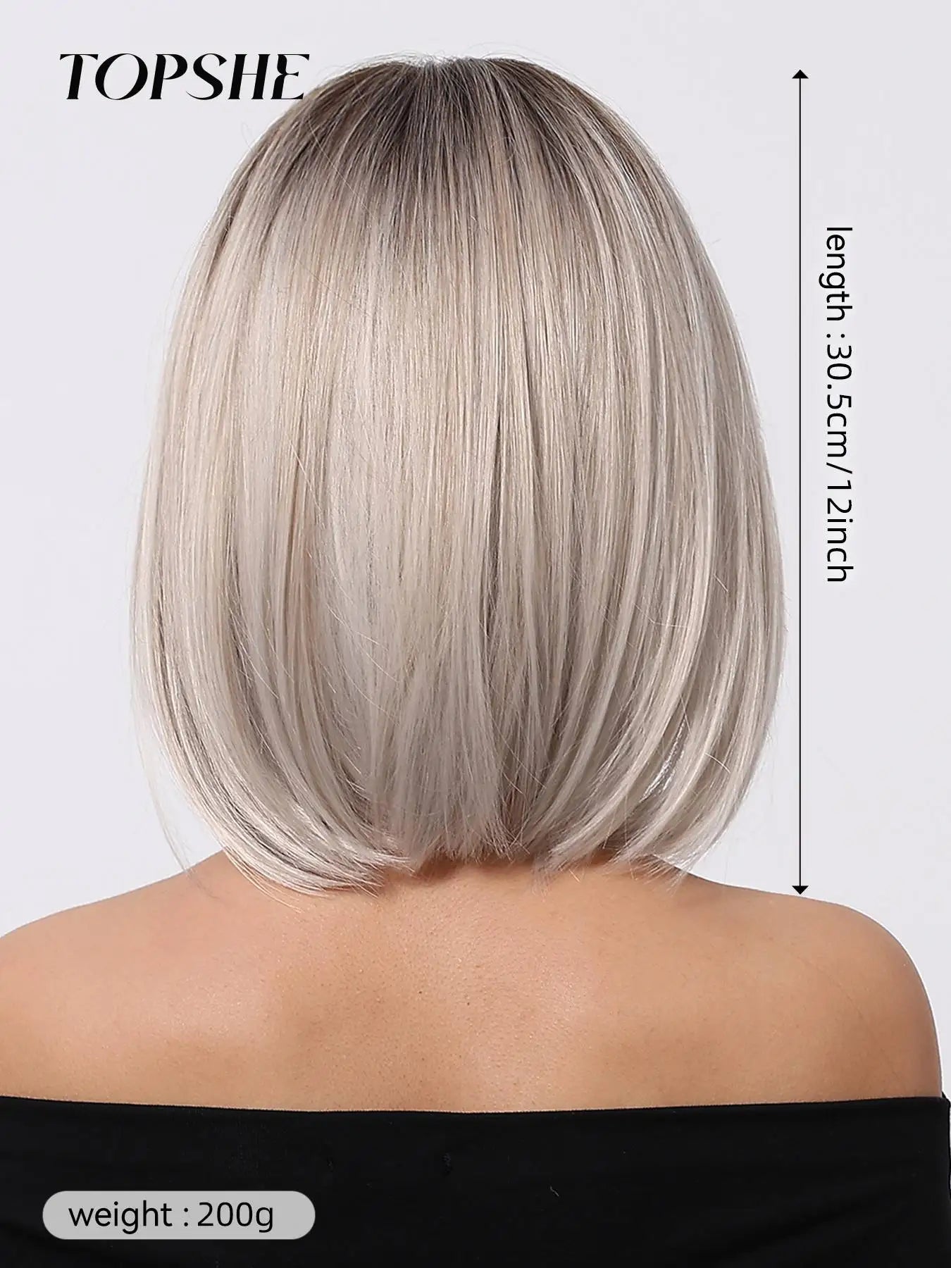Topshe Short Bob 13x6 HD Lace Front Wig Ombre Blonde Straight Synthetic Wigs Glueless Pre-Plucked Heat Resistant Fiber Daily