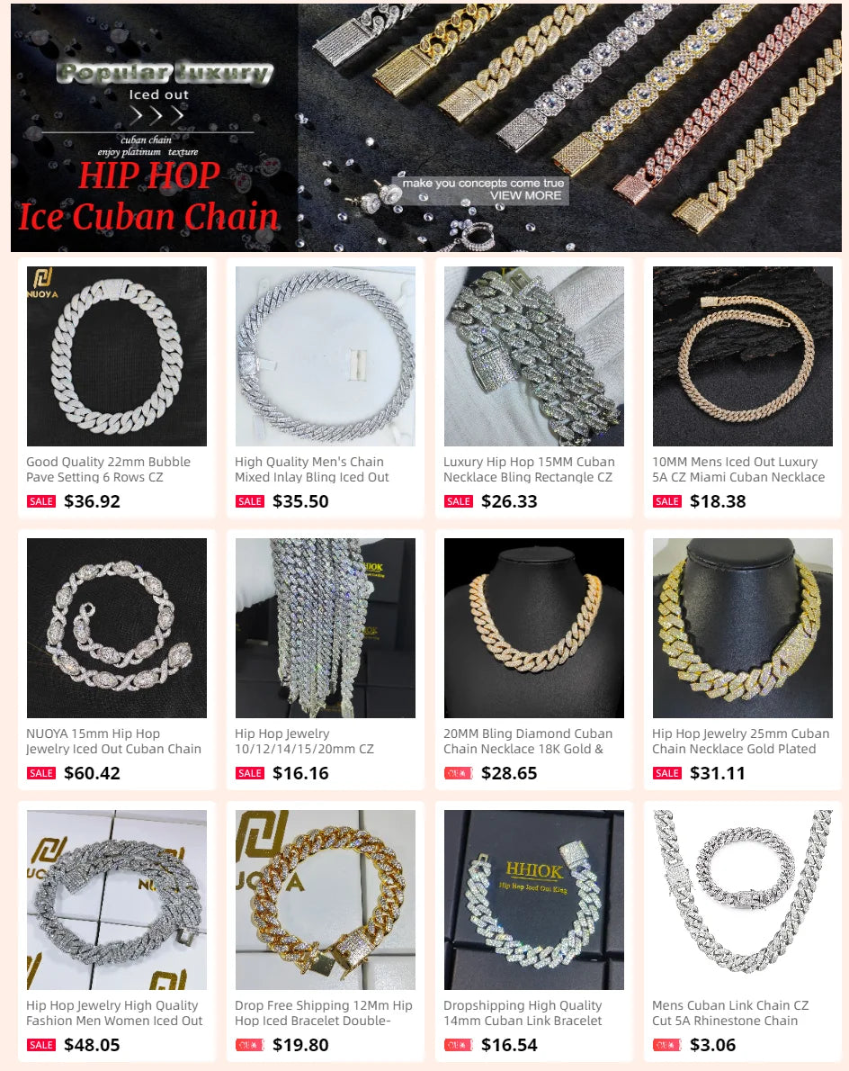 Personalized Fashion Niche Jewelry Hip Hop Cuban Rock Sugar Bracelet Sparkling Zircon 7.5mm Tennis Chain Men's Jewelry