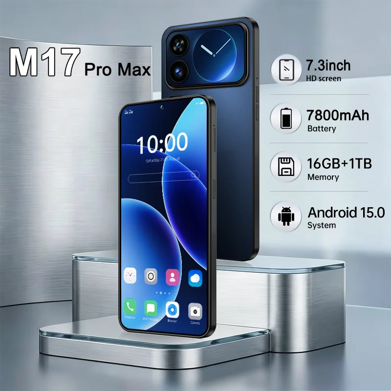 New Global Version Original For M17 Pro Max Mobile Phones Standby 7.3" HD High Quality 22GB 7800mAh Battery 108M Android