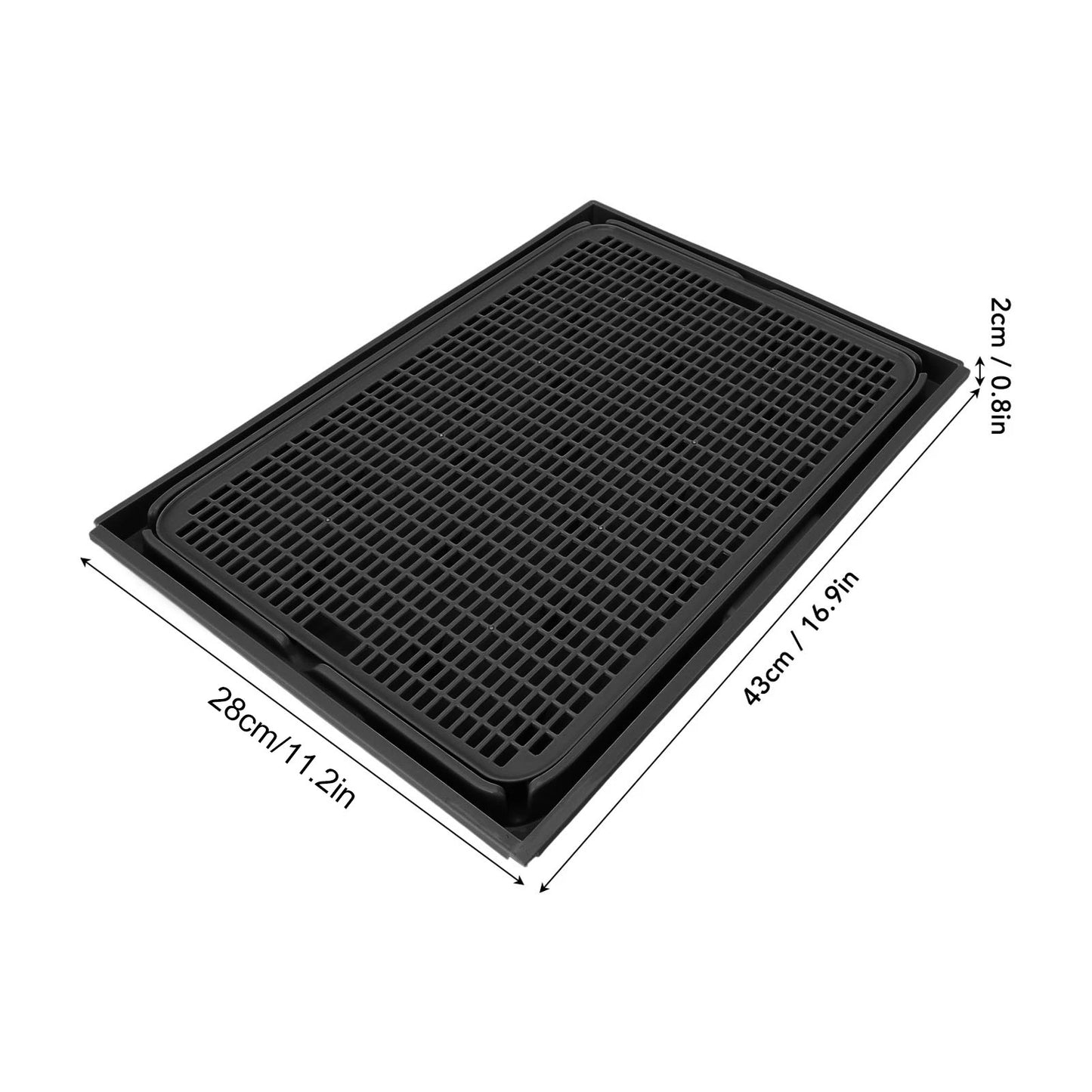 Cat Litter Mat Plastic Double Layer Washable Cat Litter Box Anti Slip Bottom 41x28cm Spacious Cat Litter Catcher Mat