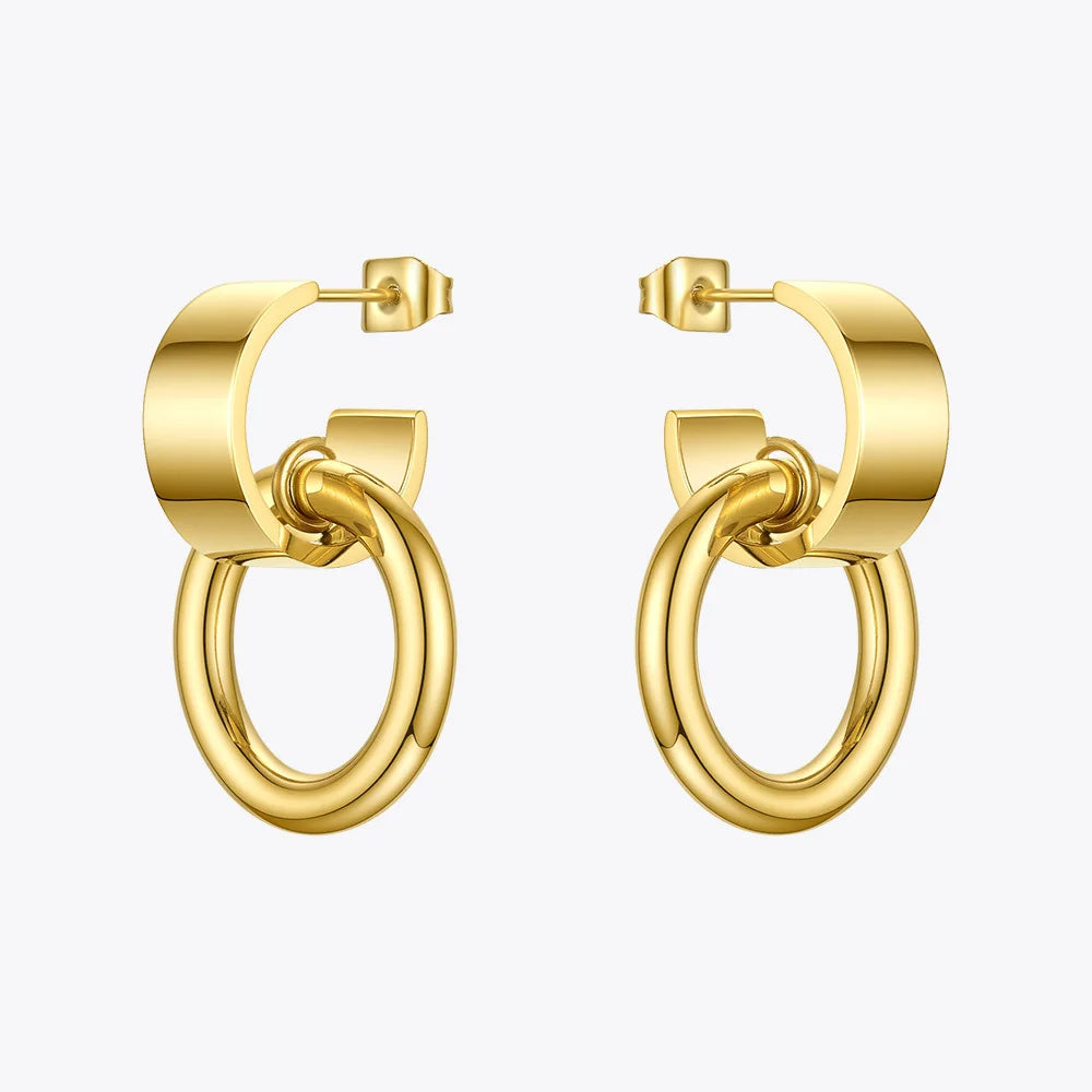 ENFASHION Curved C Circle Drop Earrings For Women Gold Color Stainless Steel Geometric Earings Fashion Jewelry 2020 Gifts E1183