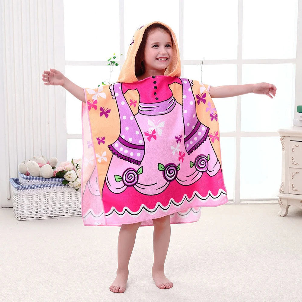 Children Bathing Stuff Kids Hooded Cape Towel Boy Shark Bathrobe Baby Dinosaur Bath Towel Girls Unicorn Beach Towel Wrap Blanket